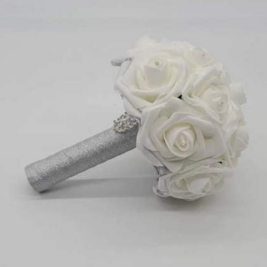 White and Silver Bridal Bouquet