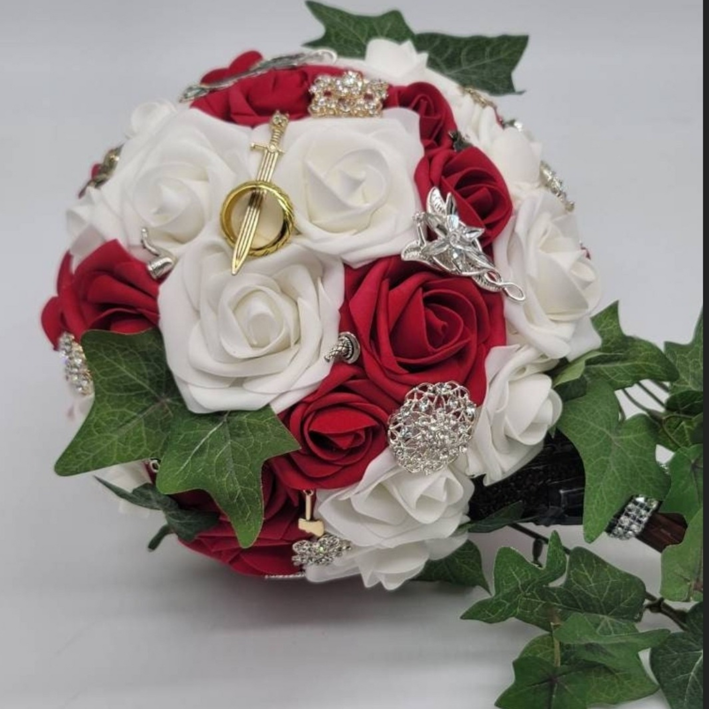 Fantasy Sword Bridal Bouquet,Red and White Bridal Bouquet