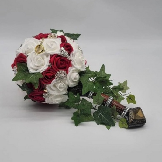 Fantasy Sword Bridal Bouquet,Red and White Bridal Bouquet