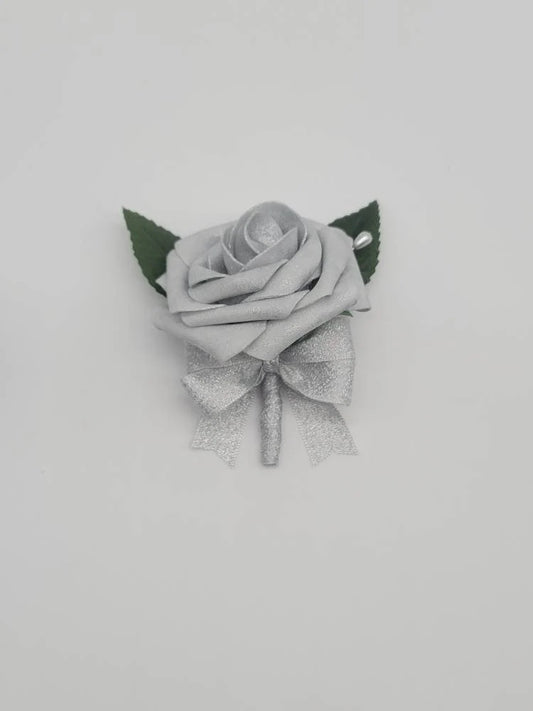 Silver Boutonnieres and Corsages Made With Real Touch Roses